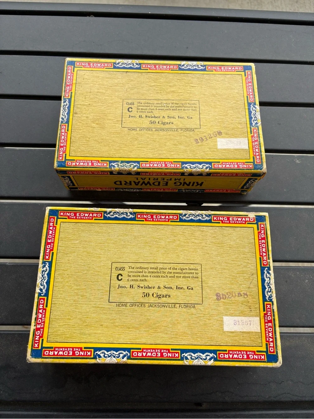 King Edward Imperial Vintage Cigar Box (2)- Portrait Design - White & Yellow.